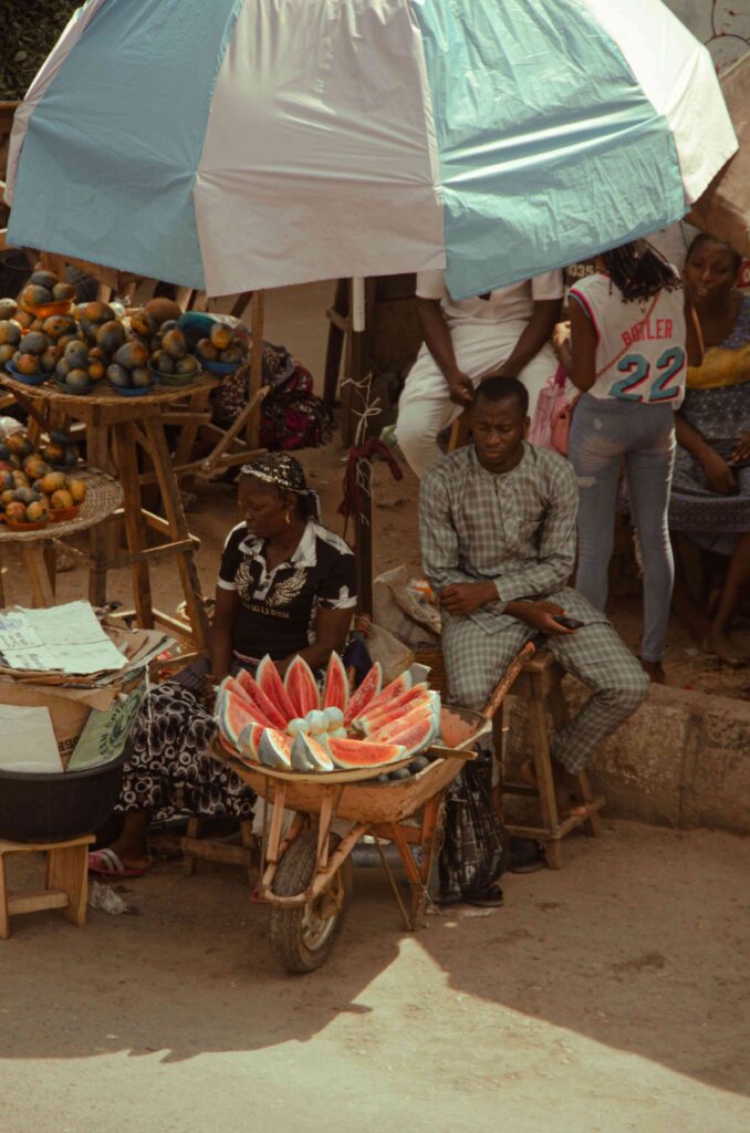 Vendors at a market in Abeokuta, Nigeria