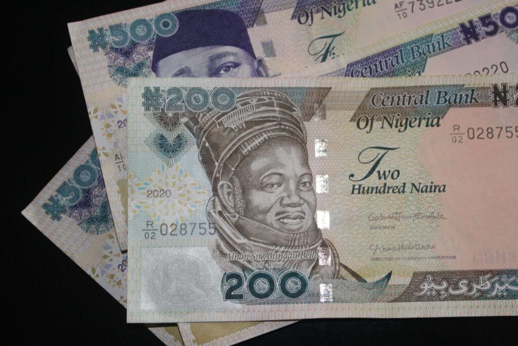 Nigerian naira banknotes arranged on a surface